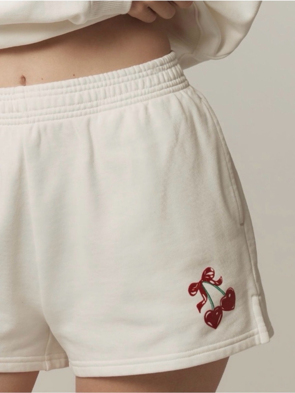 SOLD / Beach Riot Malik Pull-On Shorts in Ivory Red Cherry Bow, NWT, Large. $98 - Picture 2 of 16